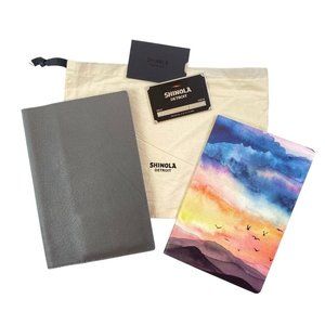 Shinola Gray Leather Journal Cover 80pg Notebook and Dust Cover